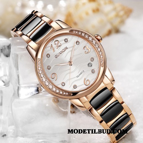 Dame Armbåndsure Billige Strass Trend Kvinder Noctilucent Vandtæt Guld