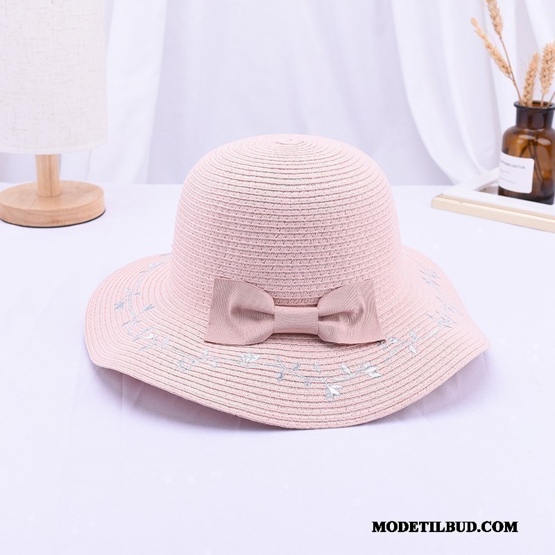 Dame Huer Butik Solhatte Solen Butterfly Broderi Sommer Sort