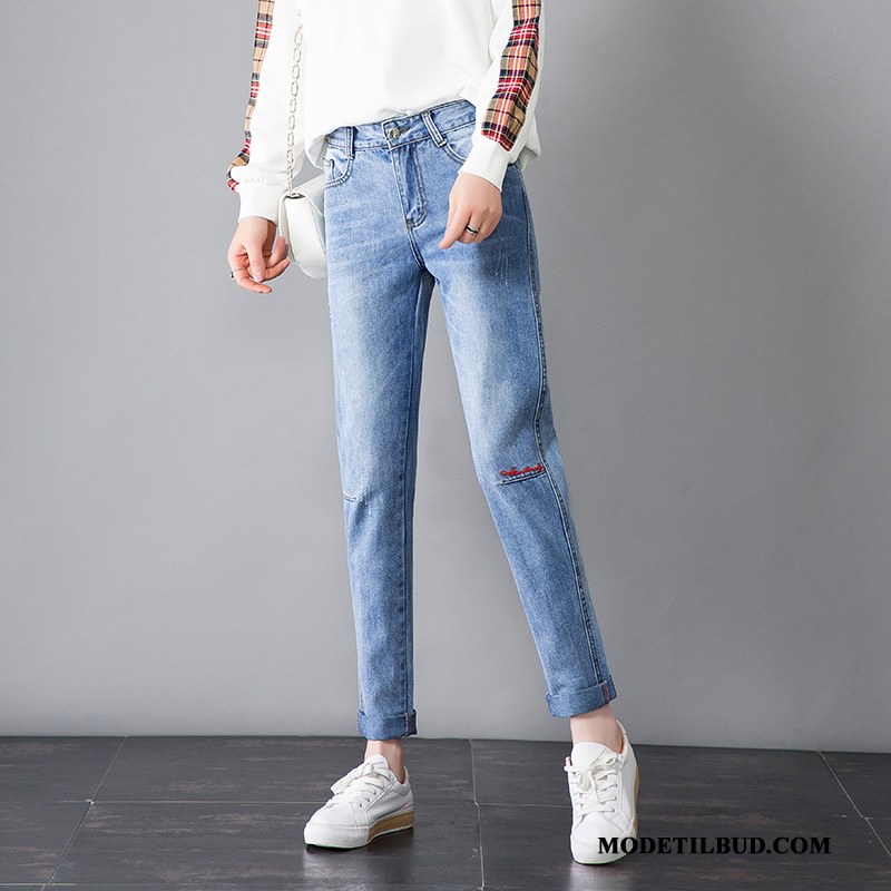 Dame Jeans Rabat Lige Kvinder Tynde Cowboybukser Jeans Brede Hvid Beige