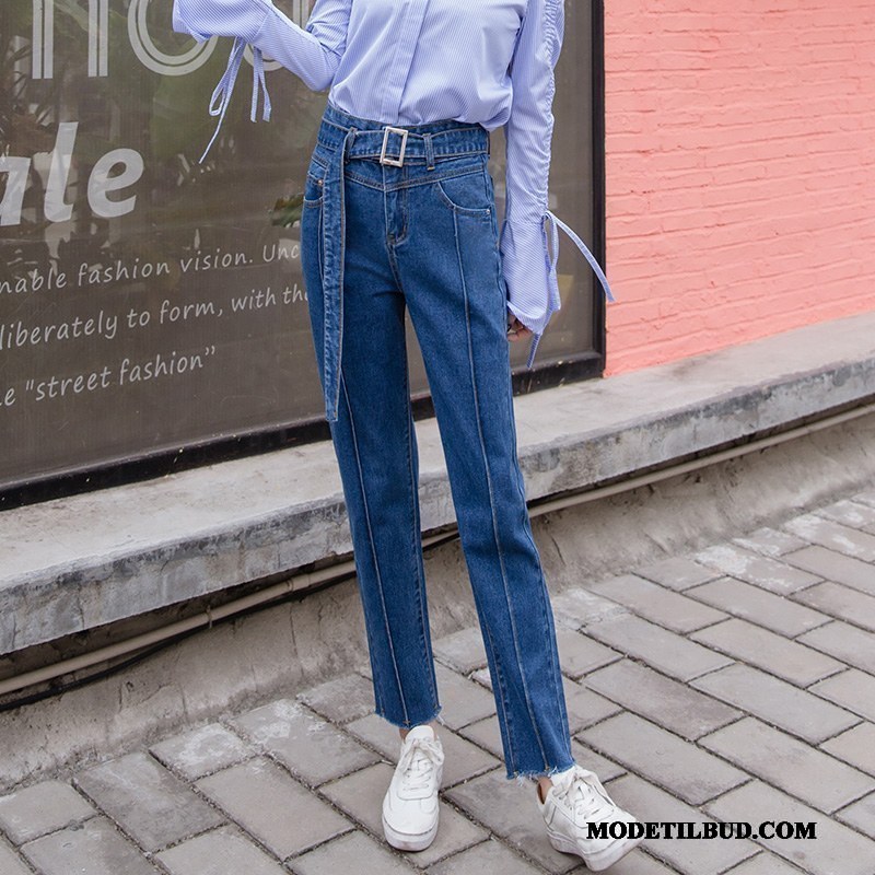 Dame Jeans Tilbud Forår Høj Talje Cowboybukser Jeans Trend 2019 Marineblå