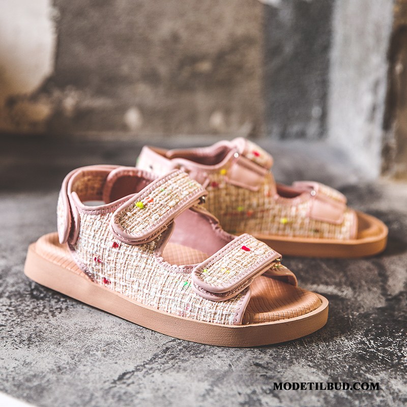 Dame Sandaler Billige Alt Matcher Velcro Rom 2019 Trend Rød Beige