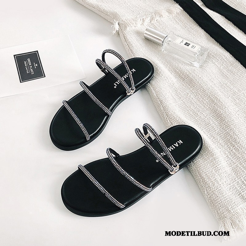 Dame Sandaler Butik Studerende Alt Matcher 2019 Kvinder Strass Sort