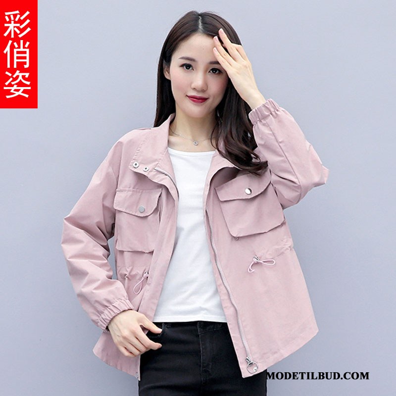 Dame Trenchcoat Butik Jakke Brede Frakke 2019 Kvinder Pink