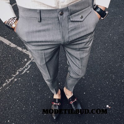 Herre Bukser Billig Trend Mænd Slim Fit Skinny Casual Bukser Khaki