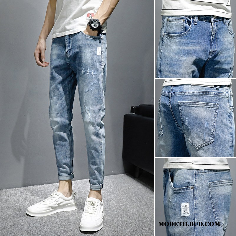 Herre Jeans Billige Slim Fit Elastik Bukser Trendy Mænd Lyse Blå