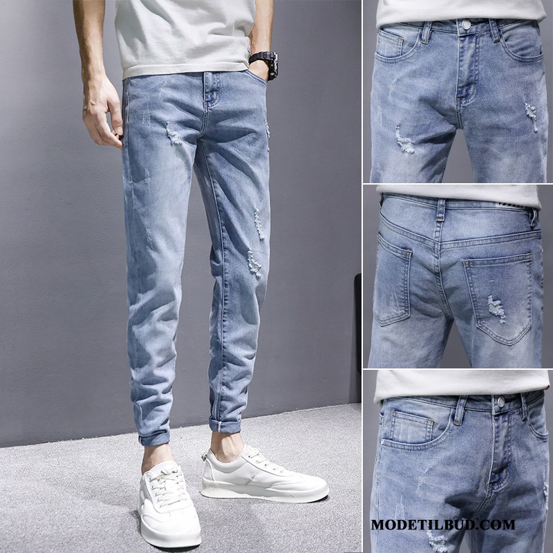 Herre Jeans Billige Slim Fit Elastik Bukser Trendy Mænd Lyse Blå