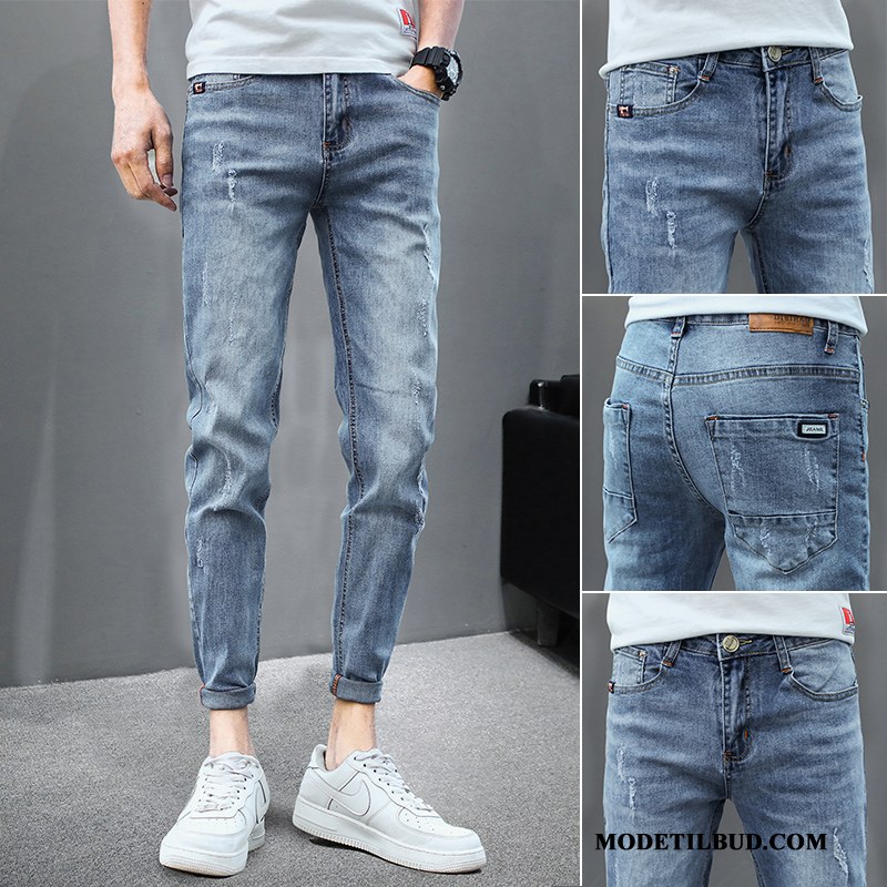 Herre Jeans Billige Slim Fit Elastik Bukser Trendy Mænd Lyse Blå