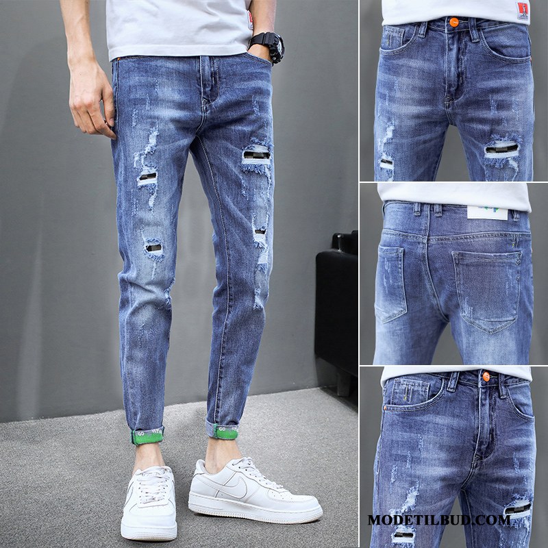 Herre Jeans Salg Mænd Slim Fit Lille Sektion Trend Trendy Lyse Blå