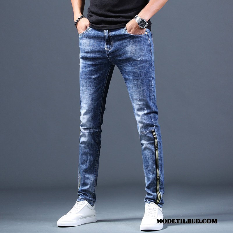 Herre Jeans Udsalg Trend Slim Fit Casual Bukser Sommer Cowboybukser Blå