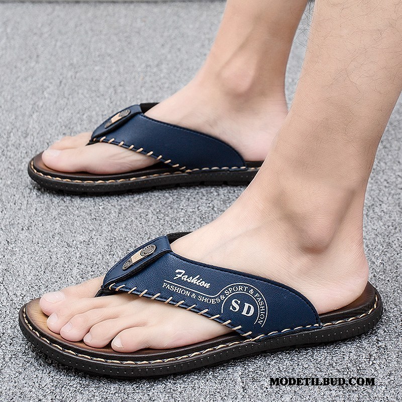 Herre Klipklappere Udsalg Af Personlighed Sommer Sandaler Udendørs Trend Mørkeblå Sand