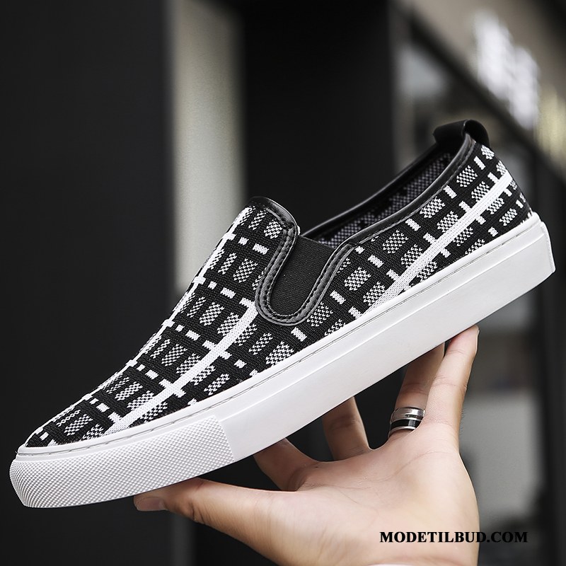 Herre Mokassiner Online Skateboard Sko Britisk Casual Fritids Slip On Tykke Såler Sort