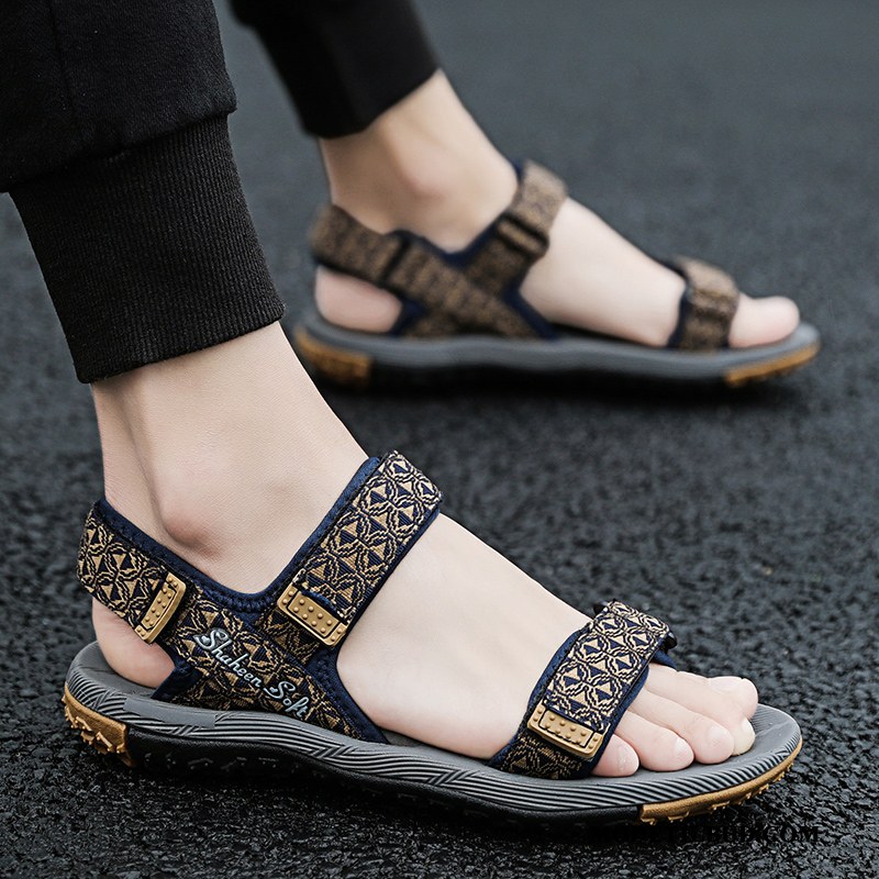 Herre Sandaler Billige Mænd Sport Skridsikre Stor Sommer Sand Sort Cyan