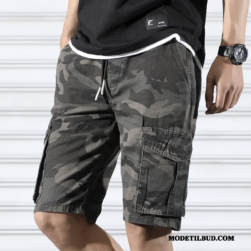 Herre Shorts Billige Sommer Fritids Cargo Tynde Trend Camouflage Gul