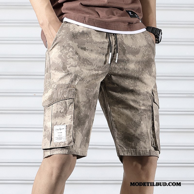 Herre Shorts Billige Sommer Fritids Cargo Tynde Trend Camouflage Gul