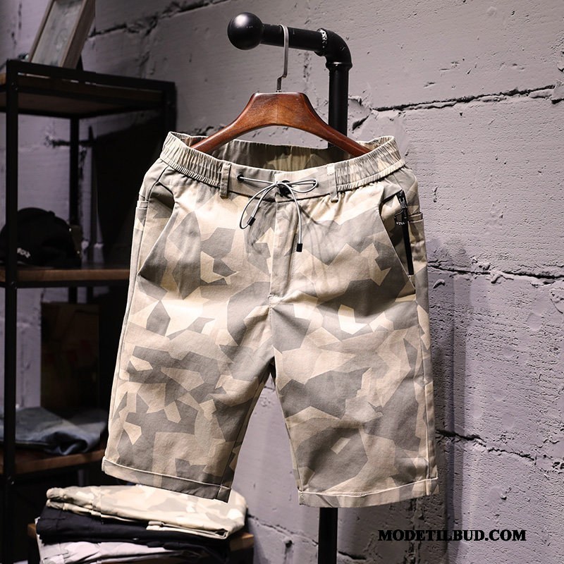 Herre Shorts Online Mænd Brede Sport Trend Fritids Camouflage Sand Sort