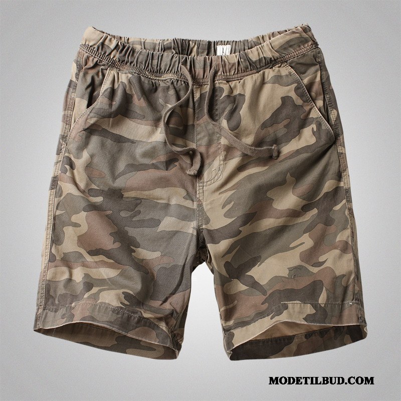 Herre Shorts Tilbud Casual Bukser Sommer Trend Elastisk Sport Camouflage Blå