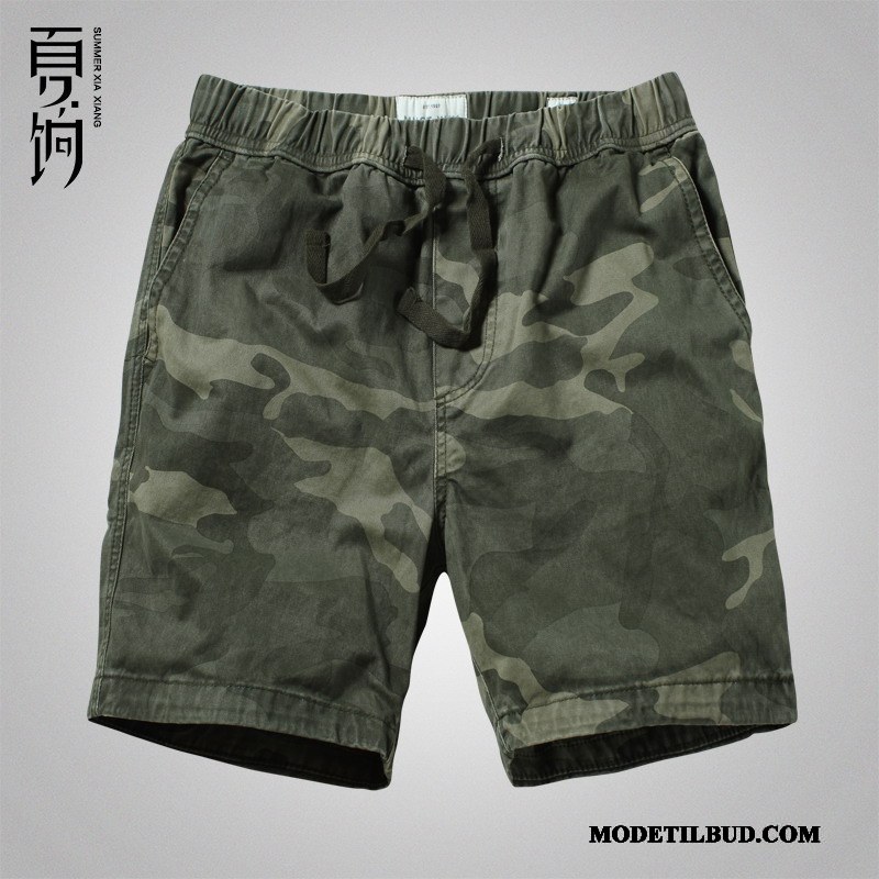 Herre Shorts Tilbud Casual Bukser Sommer Trend Elastisk Sport Camouflage Blå