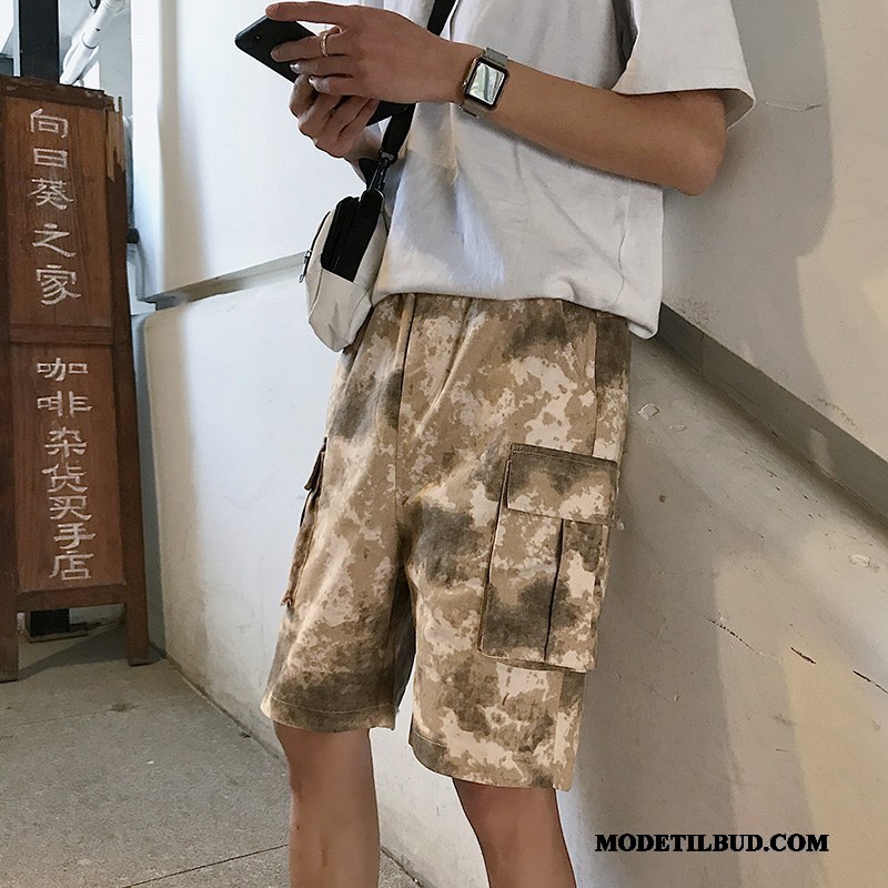 Herre Shorts Udsalg Lommer Cargo Lige Trend Mænd Camouflage Khaki Sand