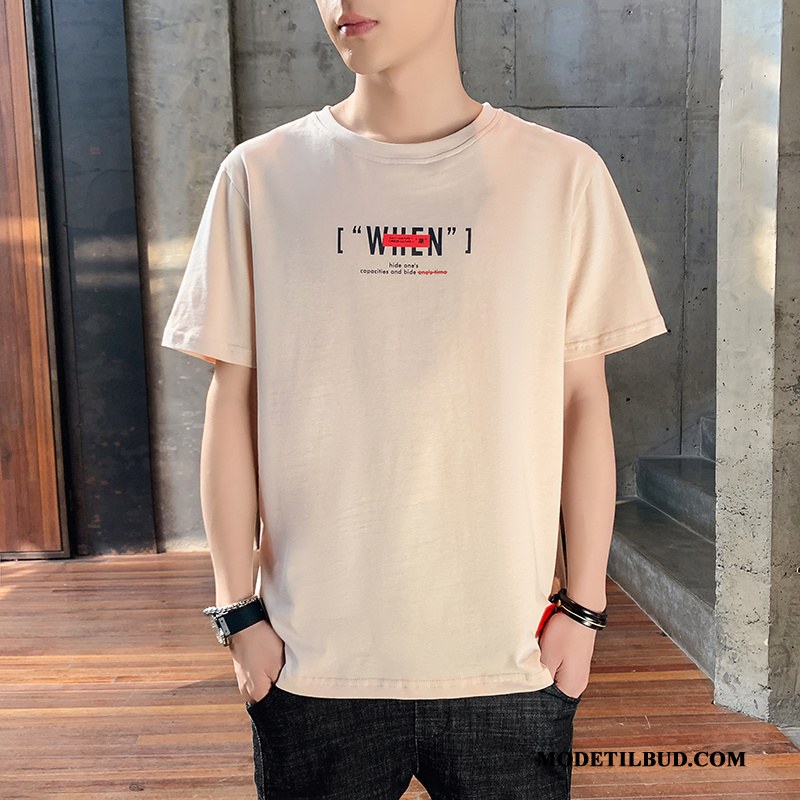 Herre T-shirts Køb Trend Kort Ærme Bomuld Fritids Halv Ærme Hvid
