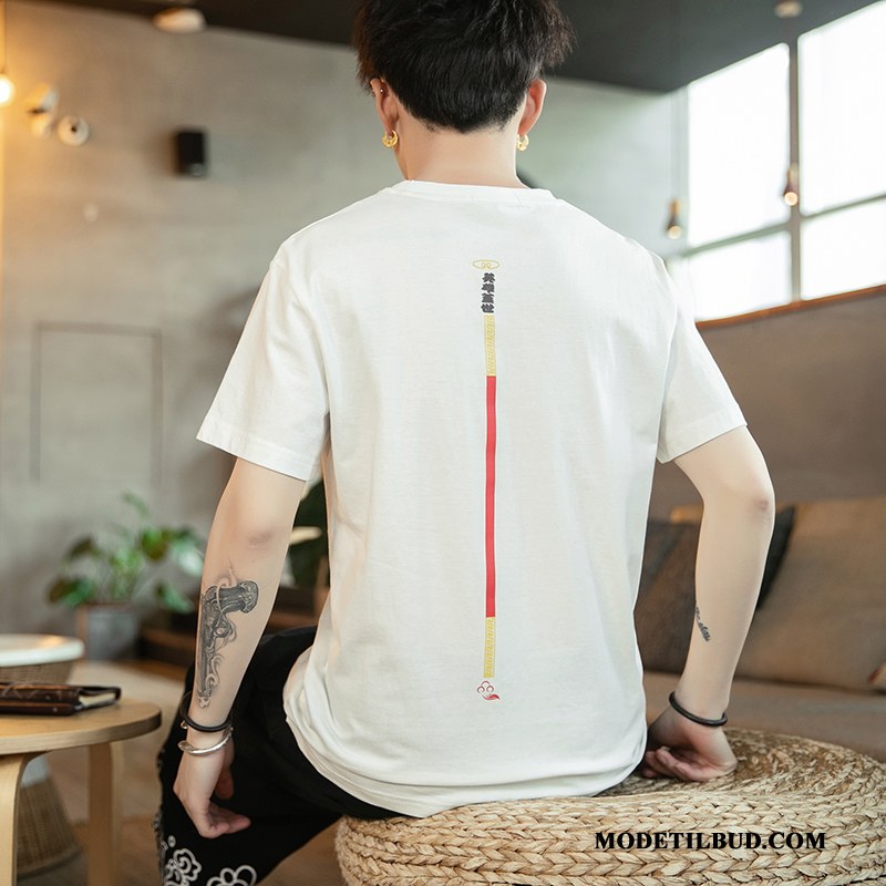 Herre T-shirts Tilbud Trend Sommer Brede Ny Kinesisk Stil Sort