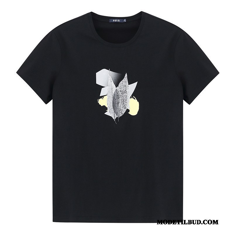 Herre T-shirts Tilbud Tryk Slim Fit 2019 Jakke Kort Ærme Hvid