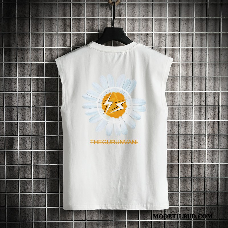 Herre Vest Tilbud Swag Uden Ærmer Brede T-shirts Sommer Hvid