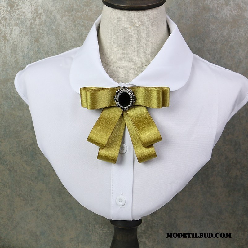 Dame Butterfly Butik Kvinder Skjorte Collar Blomst Elegante Brocher Gul