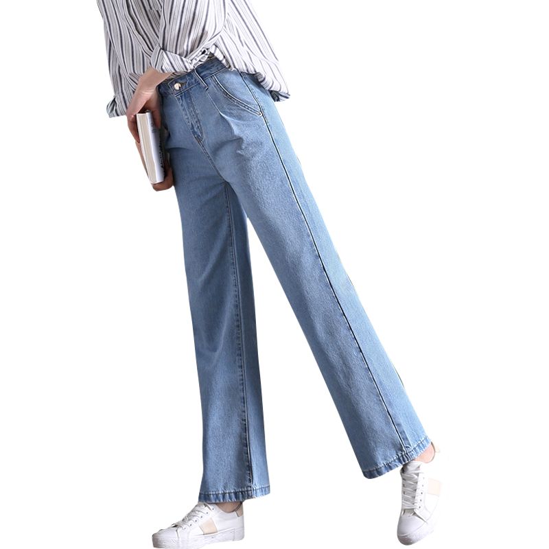 Dame Jeans Billige Cowboybukser Jeans Brede 2019 Høj Talje Kvinder Lyse Blå