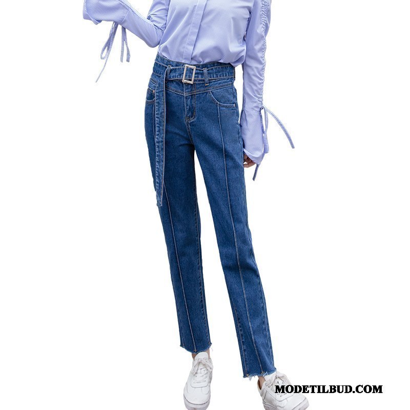 Dame Jeans Tilbud Forår Høj Talje Cowboybukser Jeans Trend 2019 Marineblå
