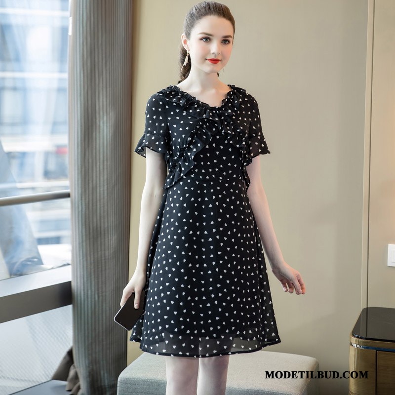 Dame Kjoler Billige Kvinder Chiffon Stor 2019 Elegante Sort