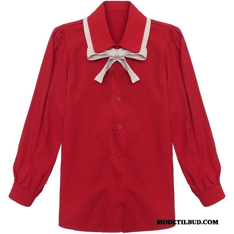 Dame Skjorter Tilbud Mode Personlighed Ny Revers Komfortable Rød
