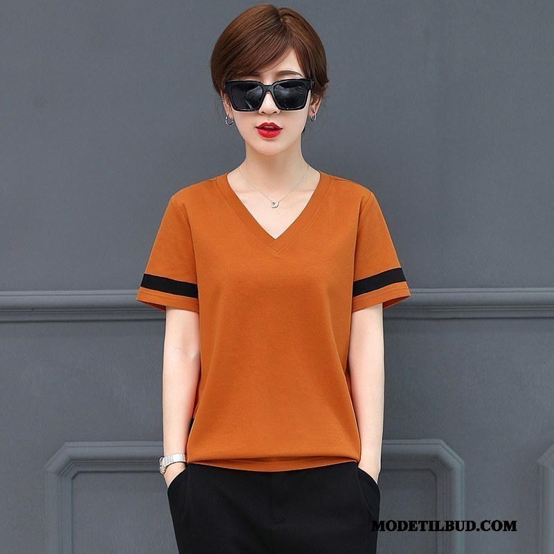 Dame T-shirts Billig Ny Bomuld Flagermus Store Størrelser Brede Ren Orange