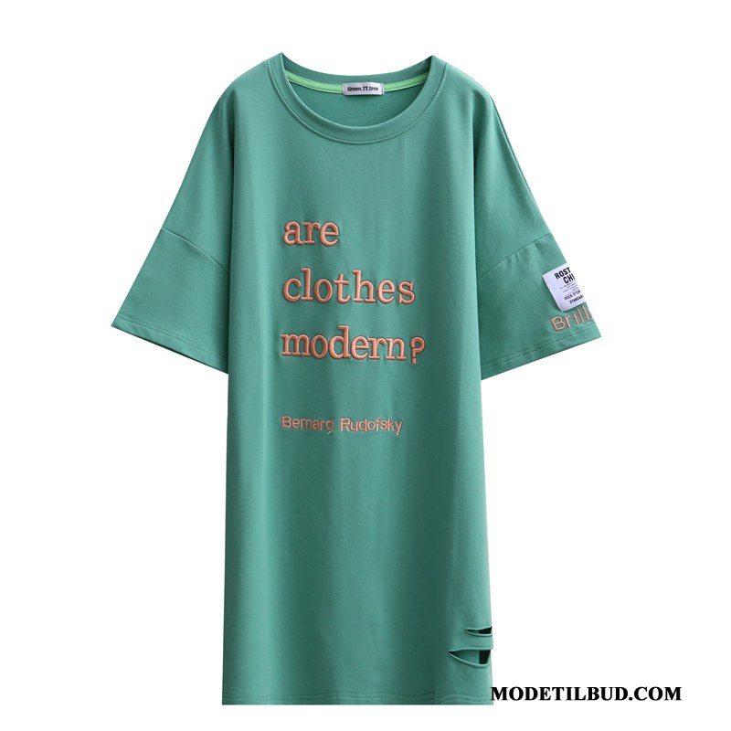 Dame T-shirts Rabat Fedt Med Huller Kvinder Kort Ærme Lange Grøn