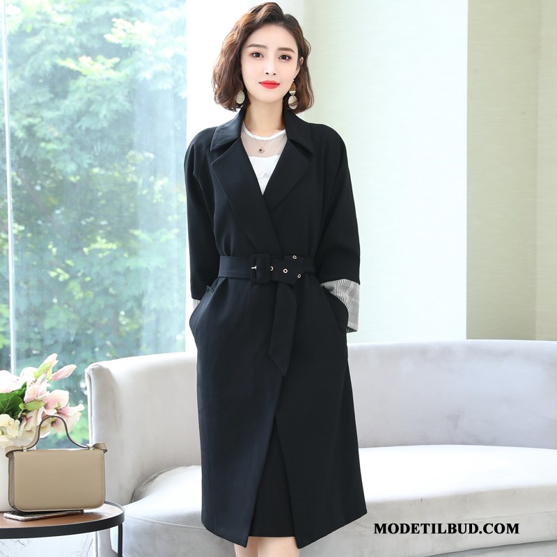 Dame Trenchcoat Billig Elegante Mode Personlighed Komfortable Trend Sort