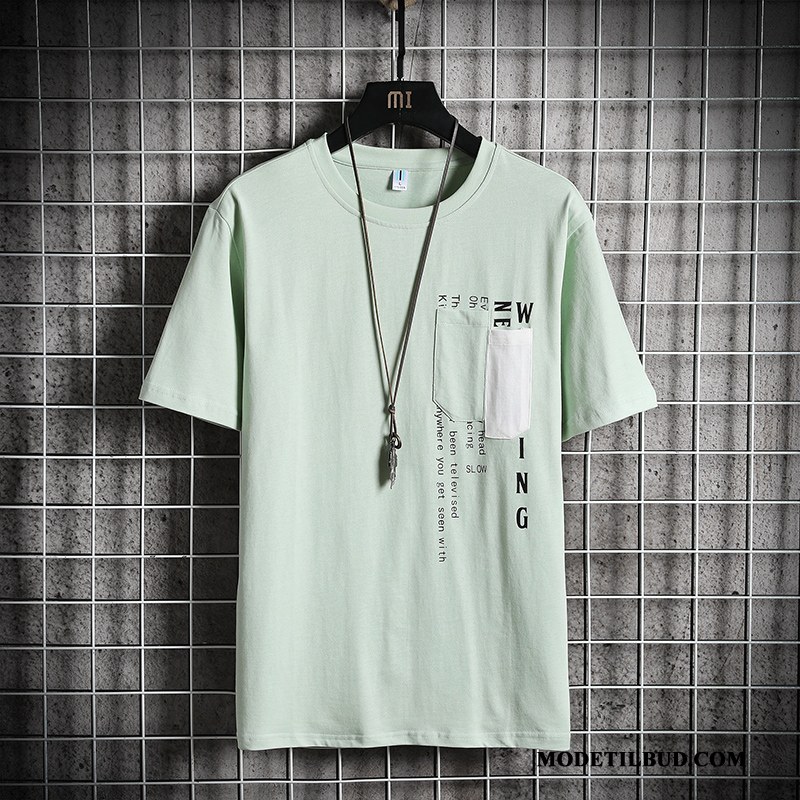 Herre T-shirts Rabat Mode Brede Sommer Kort Ærme Simple Grøn